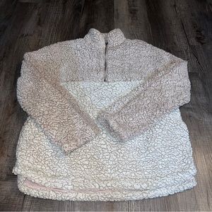Thread and Supply Sherpa Pullover Jacket Size Large Coat Fleece Soft 1/4 zip